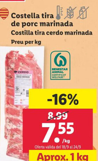 Lidl Costella tira de porc marinada oferta