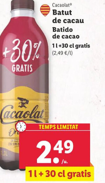 Lidl Cacaolat Batut de cacau oferta