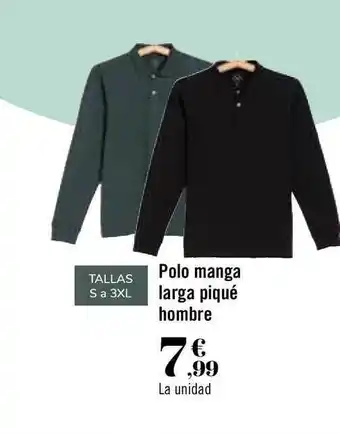 Carrefour Polo Manga Larga Piqué Hombre oferta