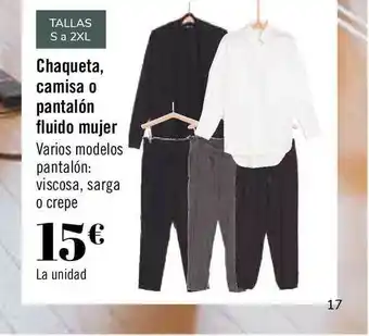 Carrefour Chaqueta Camisa O Pantalón Fluido Mujer oferta