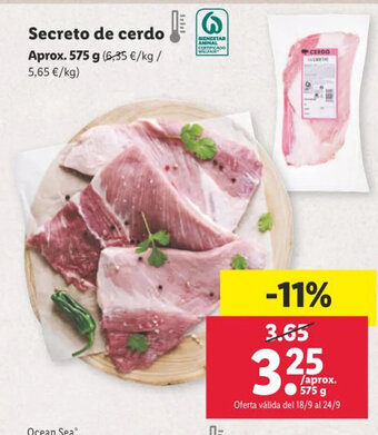 Lidl Secreto de cerdo oferta