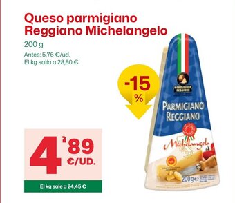 AhorraMas Queso parmigiano Reggiano Michelangelo oferta