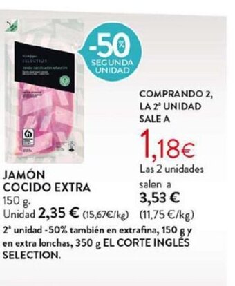 Hipercor JAMÓN COCIDO EXTRA oferta