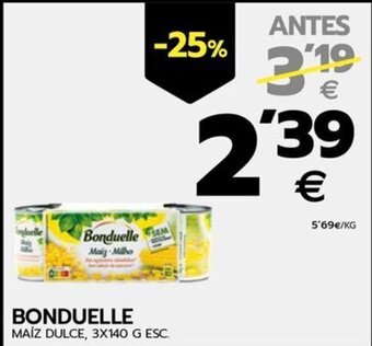BM Supermercados BONDUELLE MAÍZ DULCE, 3X140 G ESC. oferta