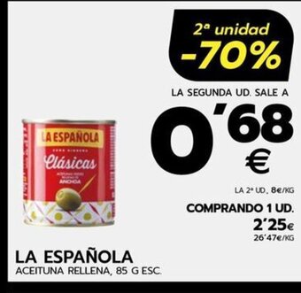 BM Supermercados LA ESPAÑOLA ACEITUNA RELLENA, 85 G ESC. oferta