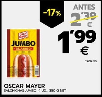 BM Supermercados OSCAR MAYER SALCHICHAS JUMBO, 4 UD..., 350 G NET oferta