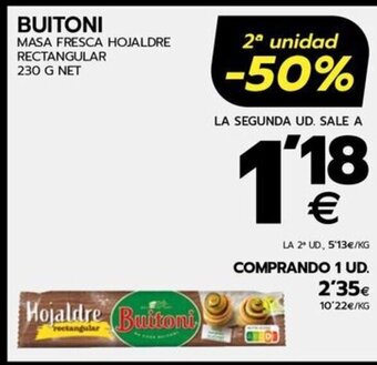 BM Supermercados BUITONI MASA FRESCA HOJALDRE RECTANGULAR 230 G NET oferta