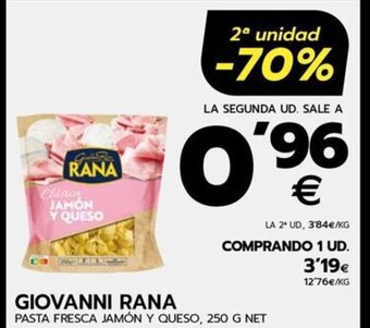 BM Supermercados GIOVANNI RANA PASTA FRESCA JAMÓN Y QUESO, 250 G NET oferta