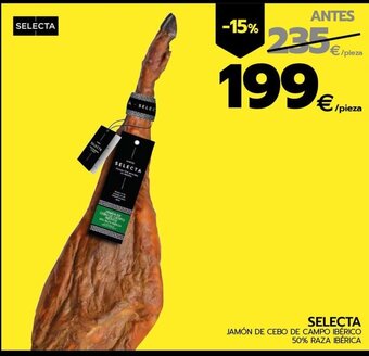 BM Supermercados SELECTA JAMÓN DE CEBO DE CAMPO IBÉRICO 50% RAZA IBÉRICA oferta