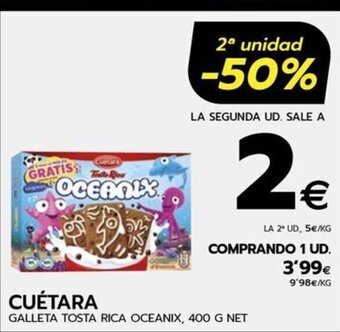 BM Supermercados CUÉTARA GALLETA TOSTA RICA OCEANIX, 400 G NET oferta