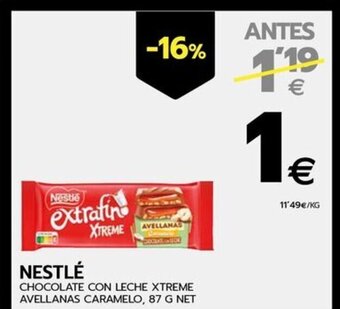 BM Supermercados NESTLÉ CHOCOLATE CON LECHE XTREME AVELLANAS CARAMELO, 87 G NET oferta