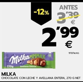 BM Supermercados MILKA CHOCOLATE CON LECHE Y AVELLANA ENTERA, 270 G NET oferta