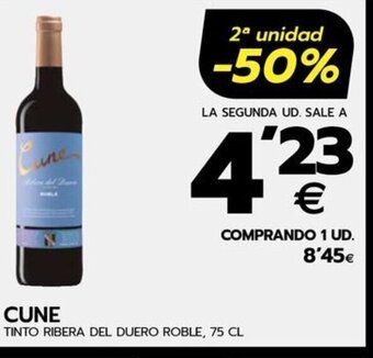 BM Supermercados CUNE TINTO RIBERA DEL DUERO ROBLE, 75 CL oferta