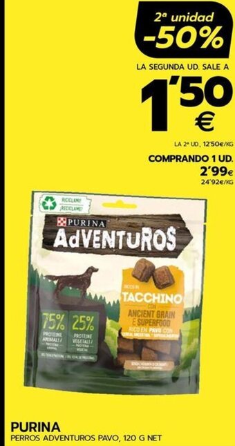 BM Supermercados PURINA PERROS ADVENTUROS PAVO, 120 G NET oferta