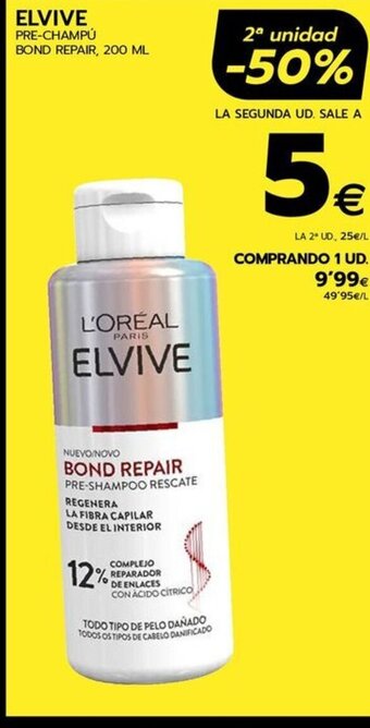 BM Supermercados ELVIVE PRE-CHAMPÚ BOND REPAIR, 200 ML oferta