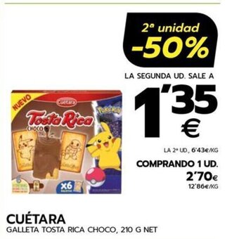 BM Supermercados CUÉTARA GALLETA TOSTA RICA CHOCO, 210 G NET oferta