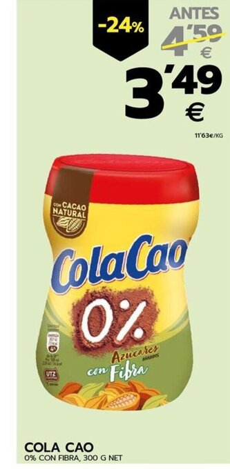 BM Supermercados COLA CAO 0% CON FIBRA, 300 G NET oferta