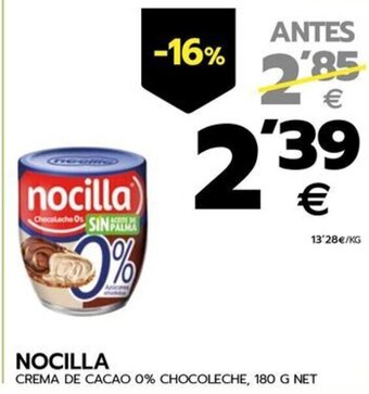 BM Supermercados NOCILLA CREMA DE CACAO 0% CHOCOLECHE, 180 G NET oferta