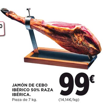 Hipercor JAMÓN DE CEBO IBÉRICO 50% RAZA IBÉRICA. Pieza de 7 kg. oferta