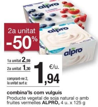 BonpreuEsclat Producte vegetal de soja natural o amb fruites vermelles ALPRO, 4 u. x 125 g oferta
