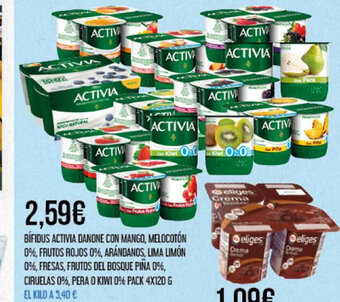 Claudio BÍFIDUS ACTIVIA DANONE CON MANGO, MELOCOTÓN 0%, FRUTOS ROJOS 0%, ARÁNDANOS, LIMA LIMÓN oferta