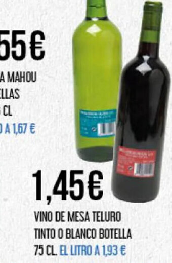 Claudio VINO DE MESA TELURO TINTO O BLANCO BOTELLA oferta