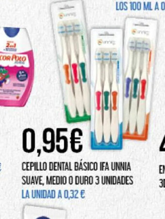 Claudio CEPILLO DENTAL BÁSICO IFA UNNIA SUAVE, MEDIO O DURO 3 UNIDADES oferta