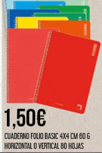 Claudio CUADERNO FOLIO BASIC 4X4 CM 60 G HORIZONTAL O VERTICAL 80 HOJAS oferta