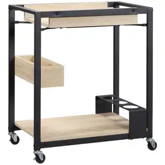 Brico Depôt Carrito de cocina melamina de madera, acero roble y negro 64x38x73 cm oferta