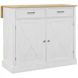 Brico Depôt Isla de cocina mdf, madera de caucho blanco 105x60x90.5 cm oferta