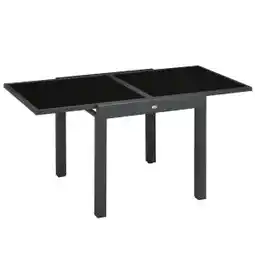 Brico Depôt Mesa de jardín aluminio, vidrio templado negro 160x80x75cm oferta