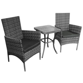 Brico Depôt Bistro set ratán 3 piezas - gris oferta