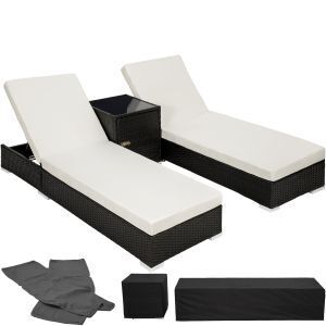 Brico Depôt 2 tumbonas de poli ratán y aluminio + mesa oferta
