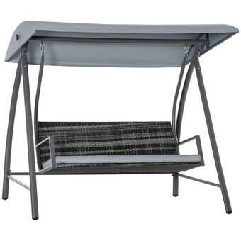 Brico Depôt Columpio de jardín outsunny metal, ratán pe, poliéster y epsuma gris 198x124x179cm oferta