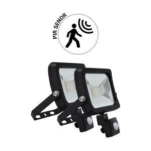 Brico Depôt Pack 2x focos proyector led 10w con detector de movimiento pir negro ip44 oferta