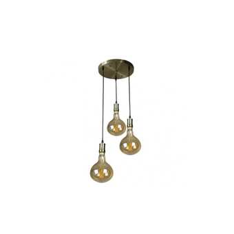 Brico Depôt Lampara circular 3 luces modelo sira cuero/dorado bombillas incluidas fabrilamp oferta