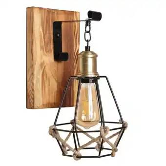 Brico Depôt Aplique de pared, estructura de madera color negro_x000d_ marrón oferta