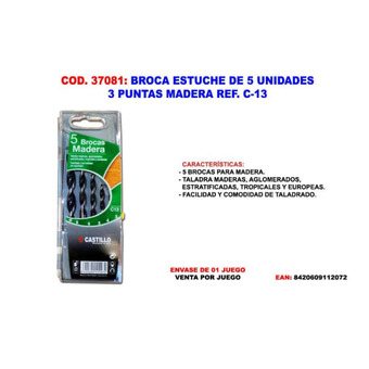 Brico Depôt Broca estuche 5 und. c-13 3 puntas madera oferta