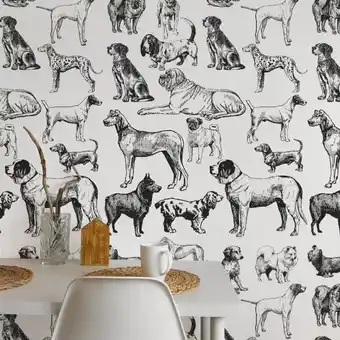 Brico Depôt Papel pintado perros en blanco y negro oferta