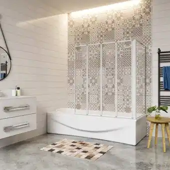 Brico Depôt Mampara de bañera+panel lateral,transperente vidrio 4mm, gris mate,90x70x140cm oferta