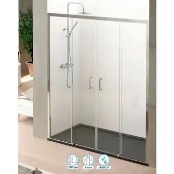 Brico Depôt Mampara de ducha frontal 2 puertas - 2 fijos corredera | transparente - cromo - 170 cm oferta