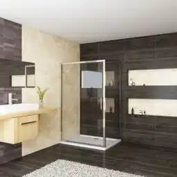 Brico Depôt Mampara de ducha corredera+panel lateral,cristal templado 5mm,cromado, 1200x800x1850mm oferta