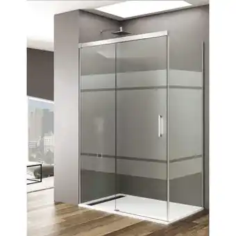 Brico Depôt Mampara de ducha angular allstone basic 1+1 lateral fijo 170x75 cm serigrafiado - cromo oferta
