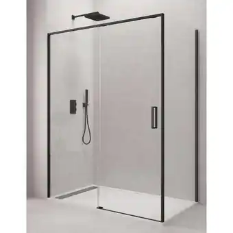 Brico Depôt Mampara de ducha angular cetus 1+1 150x90 cm perfíl negro oferta