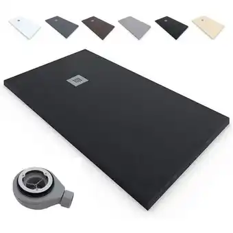 Brico Depôt Plato ducha resina terra | negro 【75x90】 textura pizarra | +válvula | 90x75 oferta