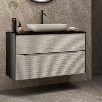 Brico Depôt Mueble baño negro suspendido con lavabo negro | negro - blanco 100cm oferta