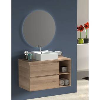 Brico Depôt Mueble de baño zeus con lavabo y espejo redondo led blanco nórdico 100 cm est izquierda oferta