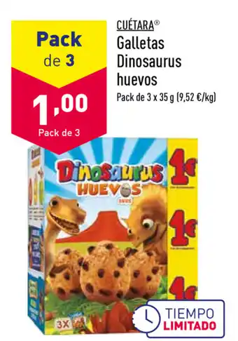 ALDI Cuétara Galletas Dinosaurus huevos Pack de 3 x 35g oferta