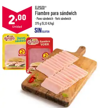 ALDI El Pozo Fiambre para sándwich 375g oferta