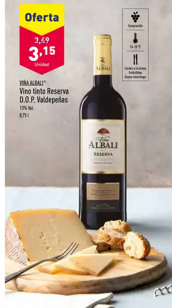 ALDI Viña Albali Vino tinto Reserva D.O.P. Valdepeñas 0,75 L oferta
